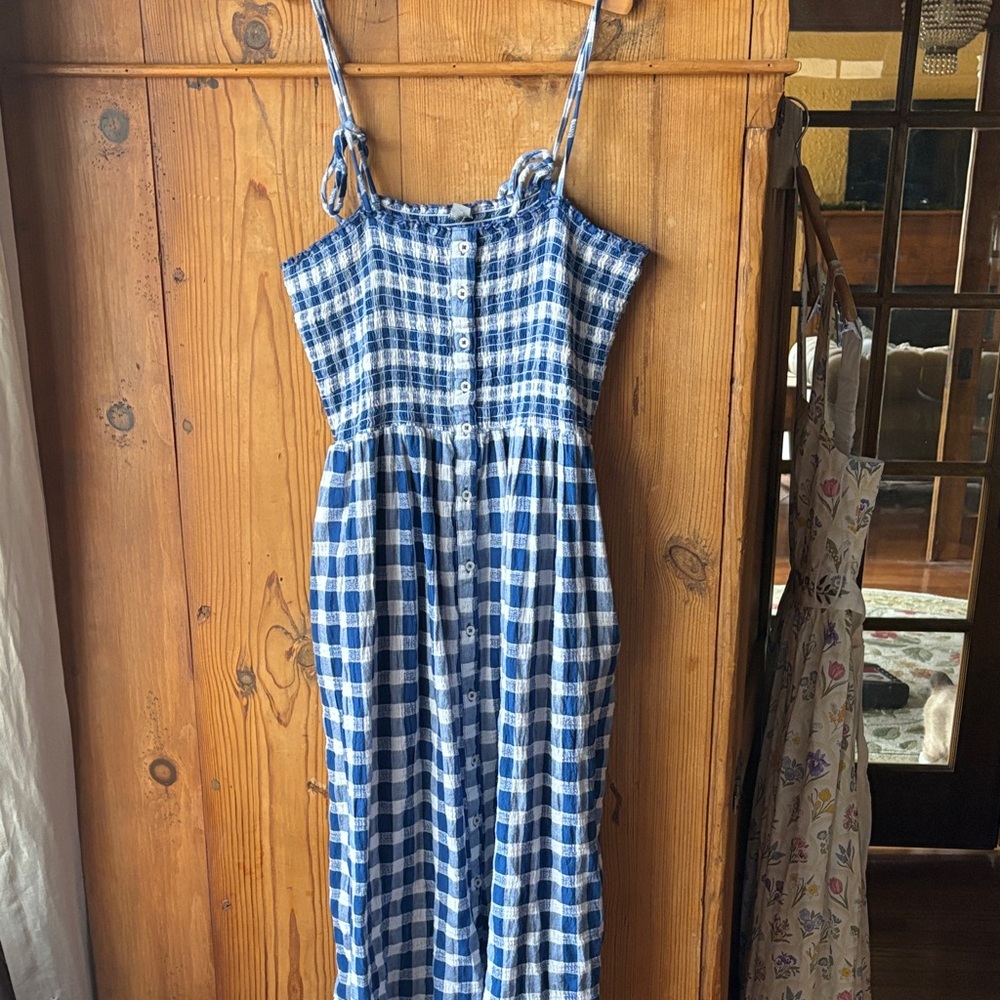 Aerie Navy and White Checkered Sundress